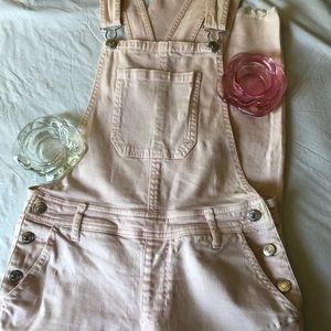 Baby Pink Overalls with Silver Hardware